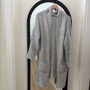 Cozy Gray Popcorn Hooded Duster Sweater